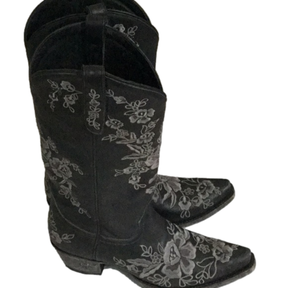 LANE COWGIRL EMBROIDERED WESTERN TALL FARMHOUSE BOOTS SIZE 9B‎